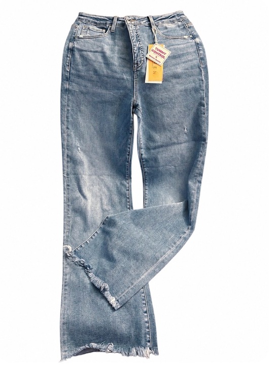 Risen Jeans Denim - NWT Risen Jeans Light Blue Flare Jeans with Frayed Hem - Womens